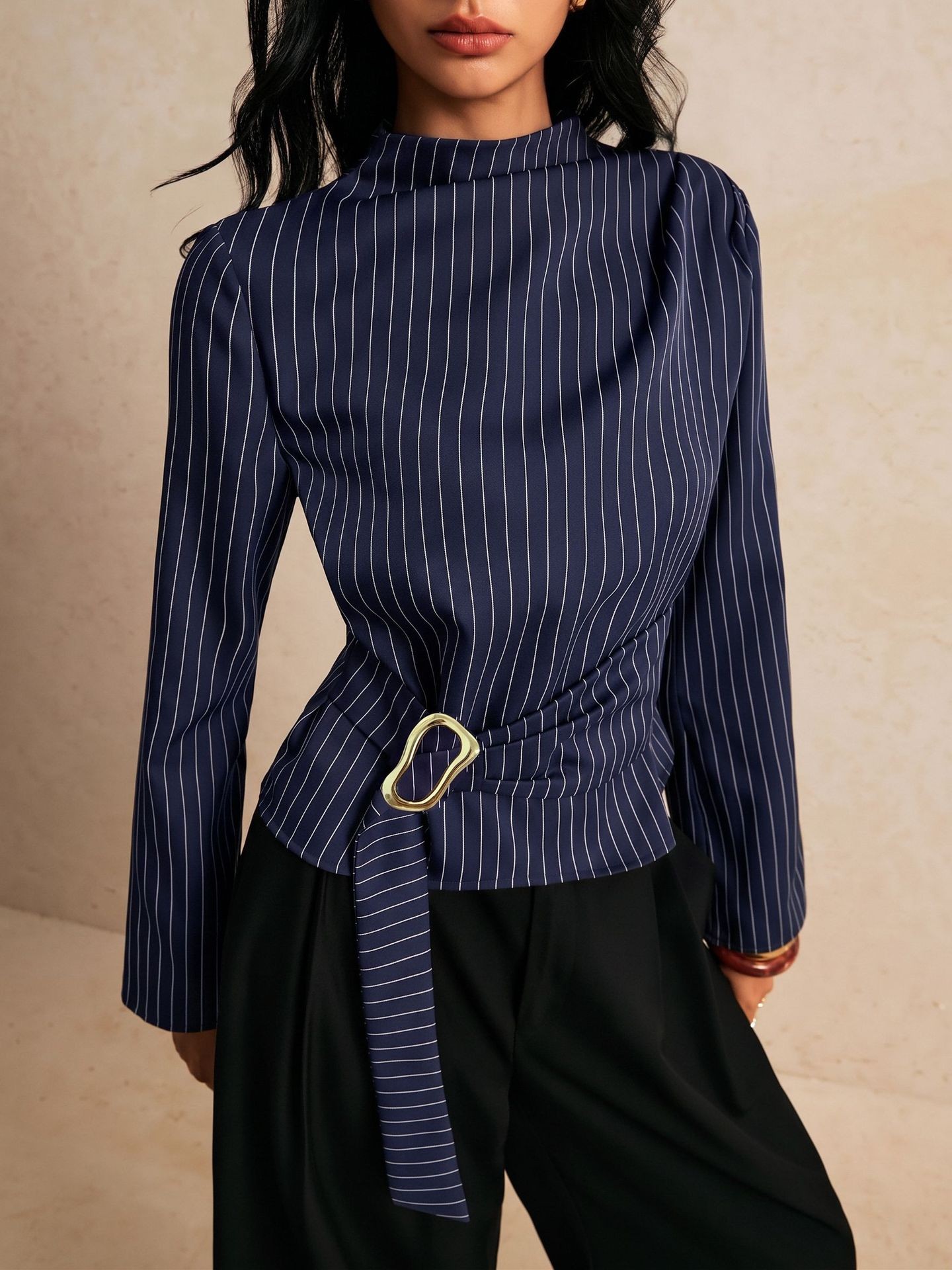 Tie Bell Sleeve Top Fitted Wai - đánh giá và giá Women Fashion Necktie